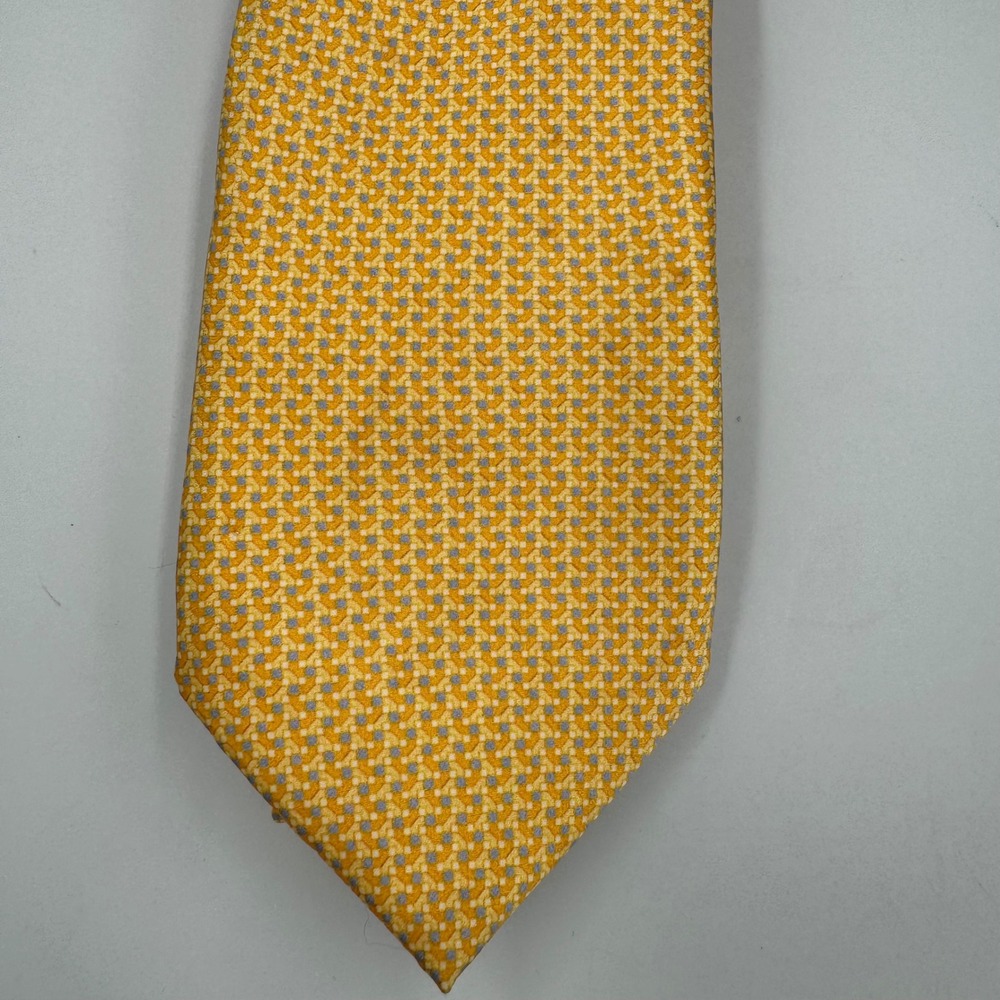 Canali Necktie Mens Yellow Geometric Silk Made in Italy
